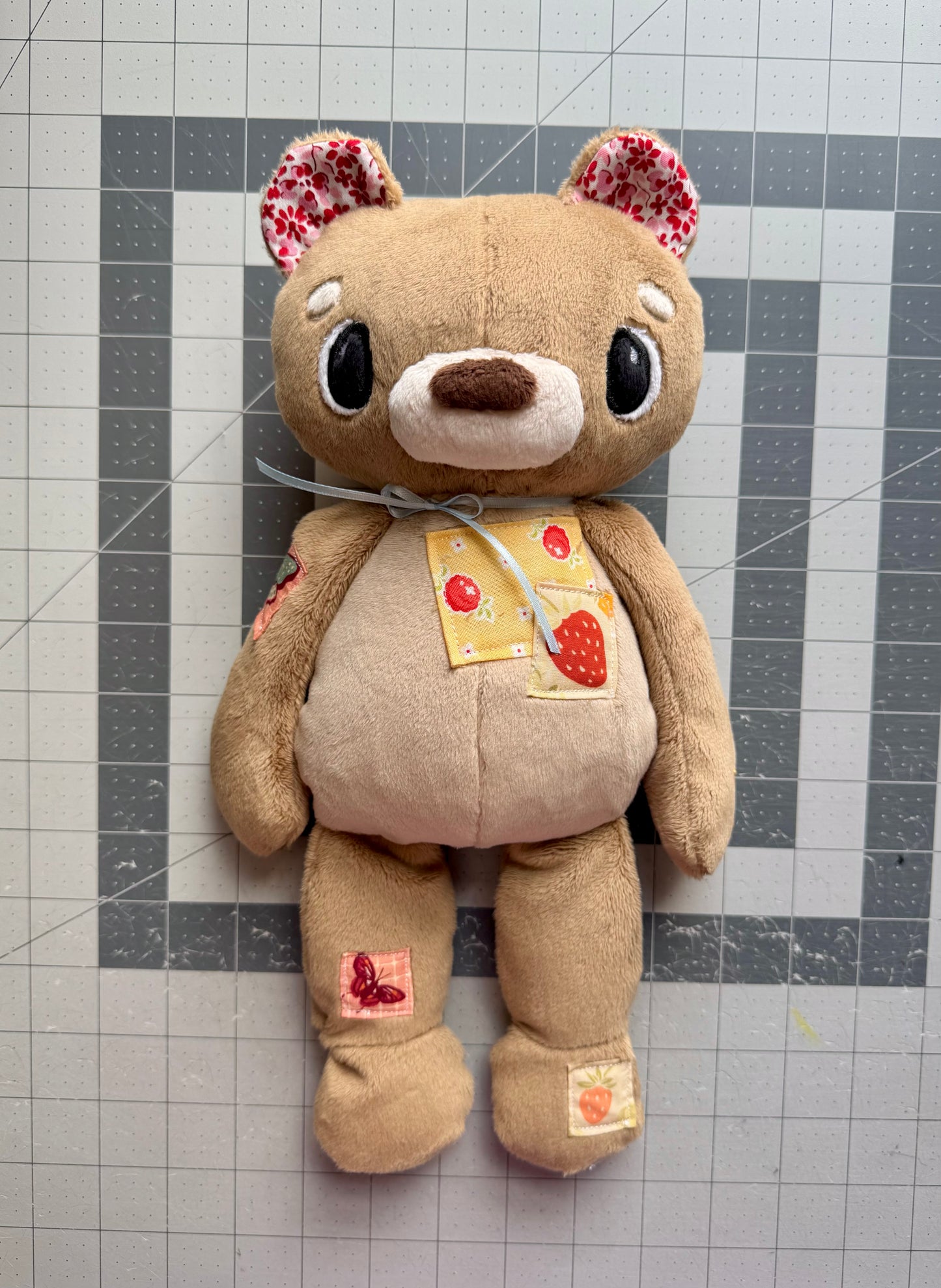 🍓🦋🌸 Petunia the Patchwork Bear 🌸🦋🍓